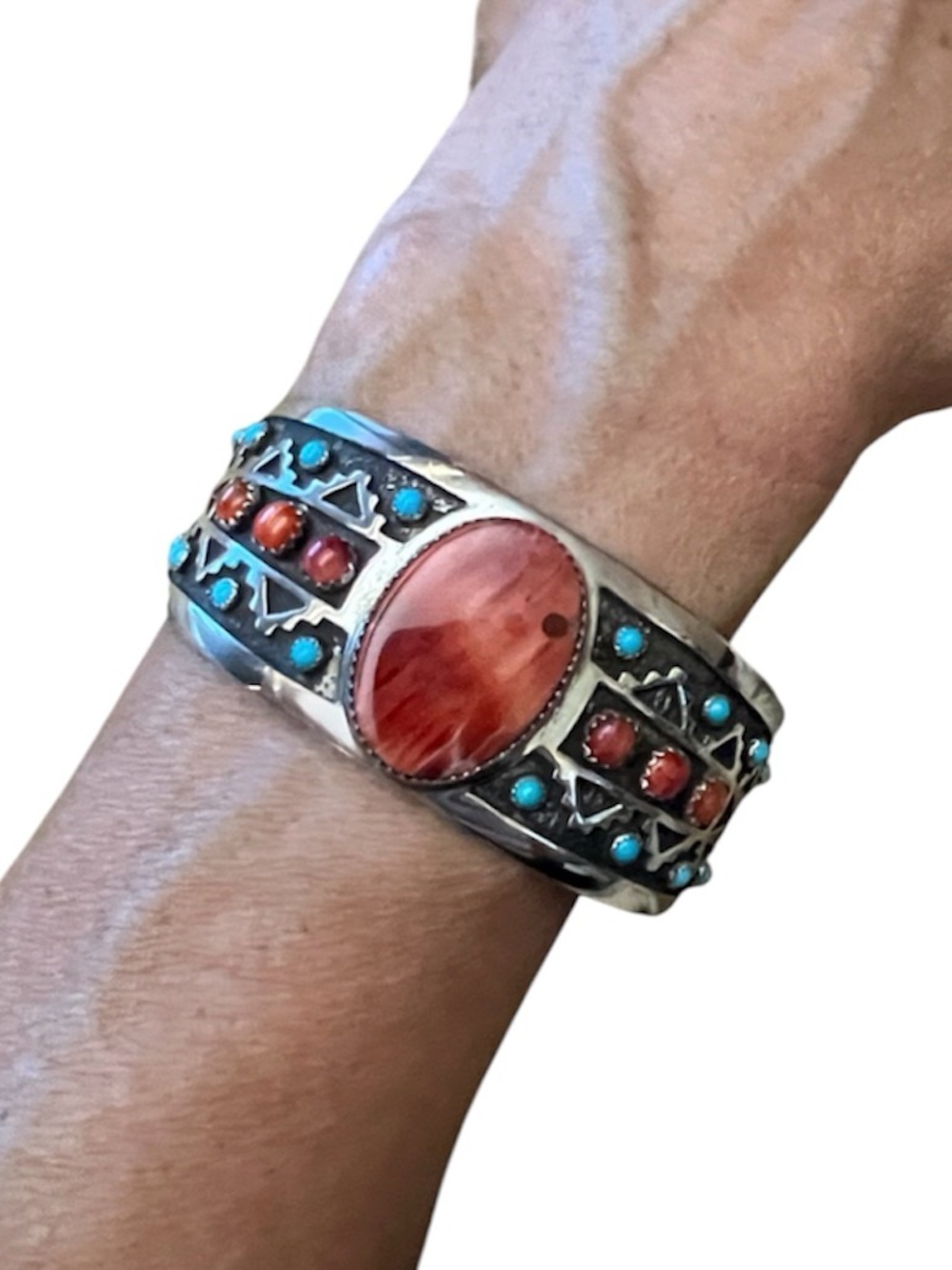 Vintage Sterling Silver Native American Cuff Bracelet